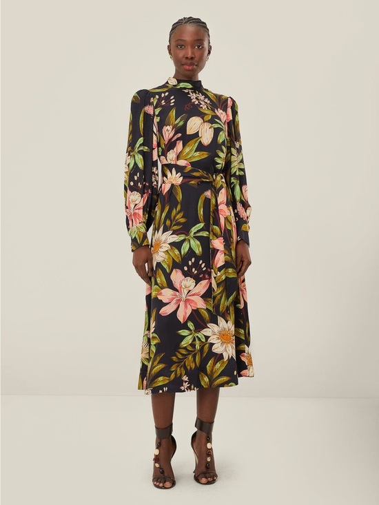 FARM Rio Dresses & Skirts - Black Surreal Flowers High Neck
Midi Dress by Farm Rio